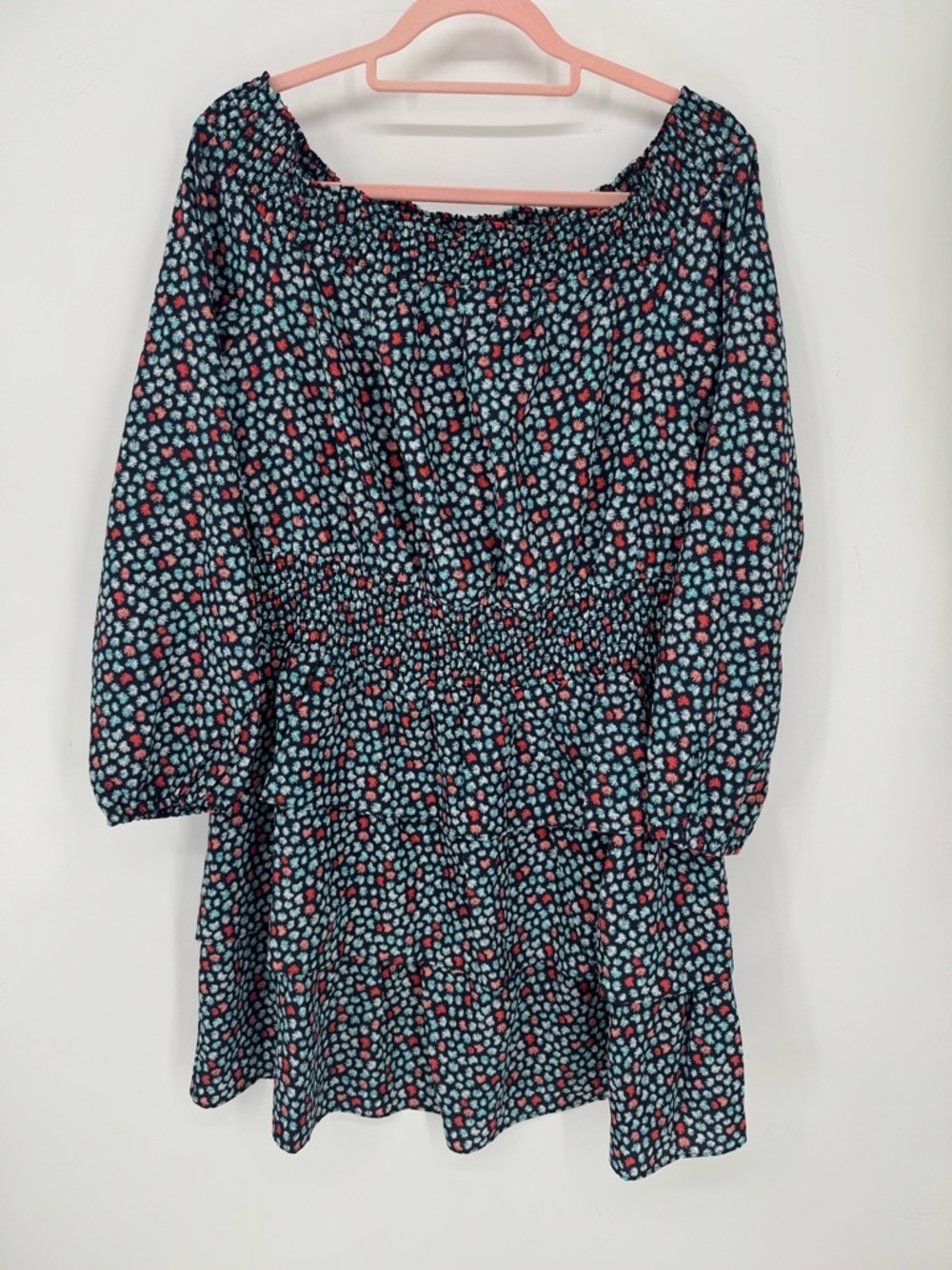Michael Kors Women's Printed Crepe Off-The-Shoulder Tiered Ruffled Dress Size XL